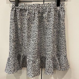 Ruffled Princess Polly Black and White Patterned Mini Skirt, Size 2